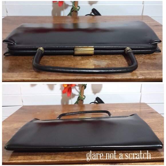 Vintage Garay CONVERTIBLE Clutch Tote Bag Black SMALL FLAW Minimalist - Picture 8 of 8